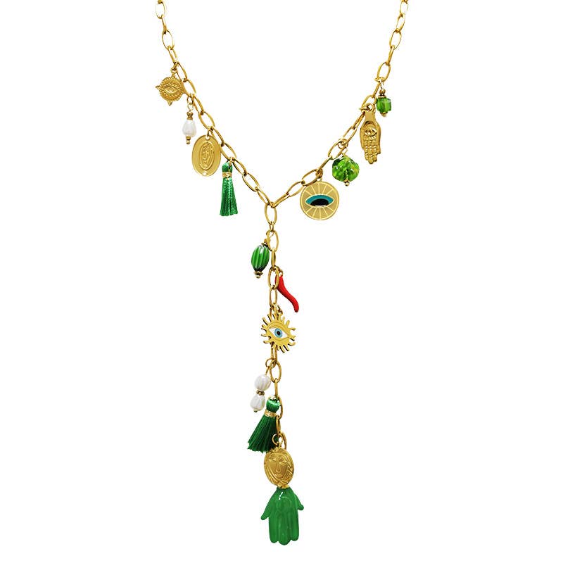 COLLANA A Y CON CHARMS MANO DI FATIMA - YNK24168B837