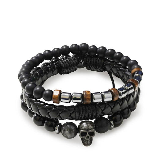SET DI 3 BRACCIALI DA UOMO CON PIETRE