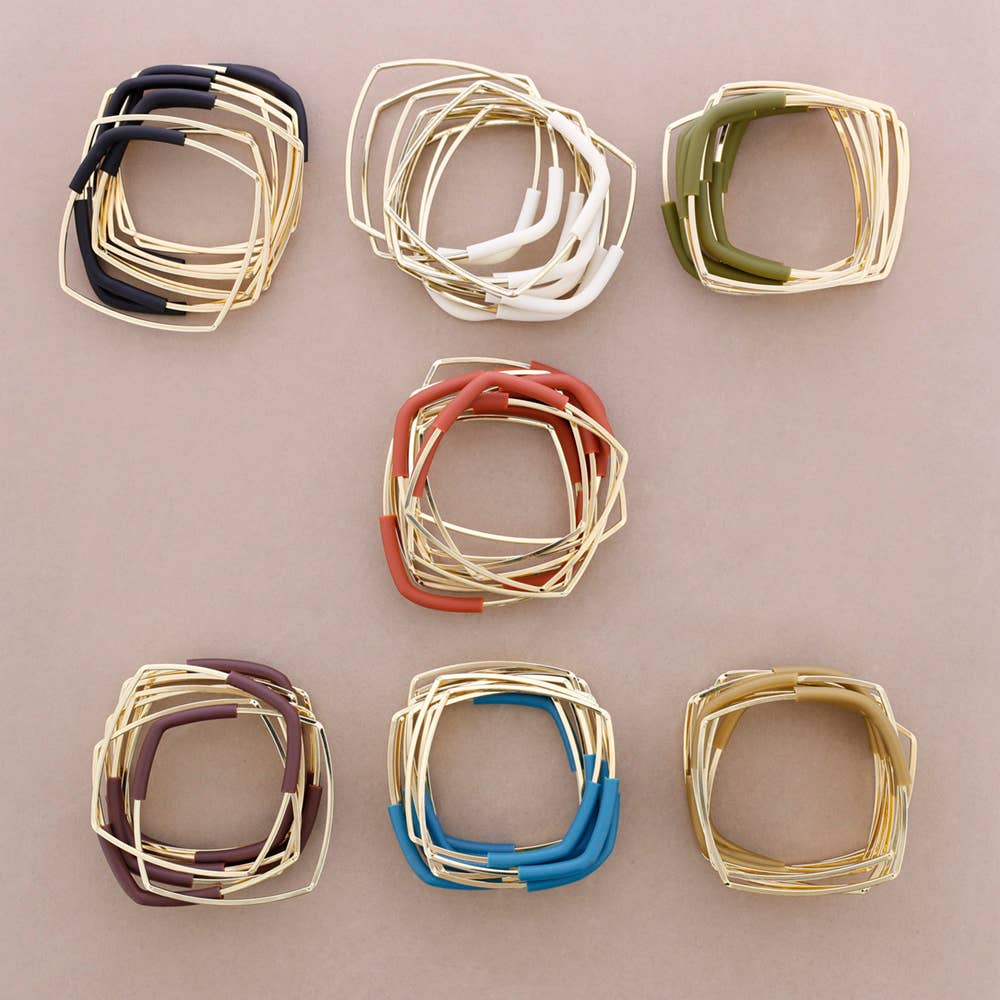 Bracciale Multi Quadrato Gomma: Beige