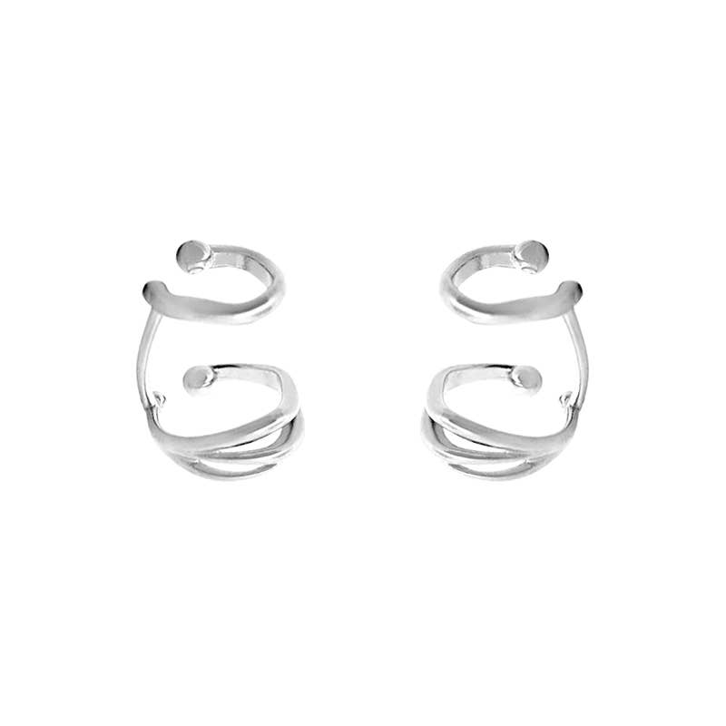 COPPIA DI EAR CUFF A DOPPIO CERCHIO ONDULATO