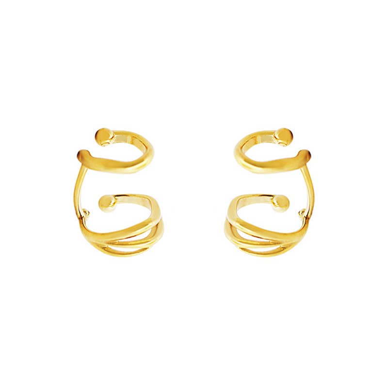 COPPIA DI EAR CUFF A DOPPIO CERCHIO ONDULATO