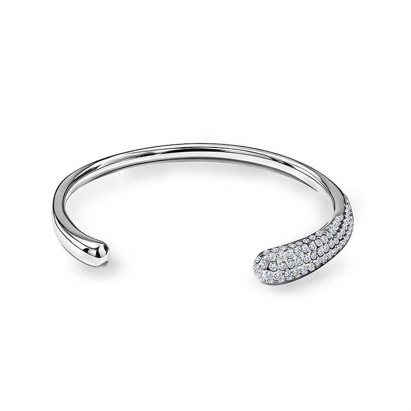 BRACCIALE RIGIDO APERTO GOCCIA CON PAVÉ DI ZIRCONI