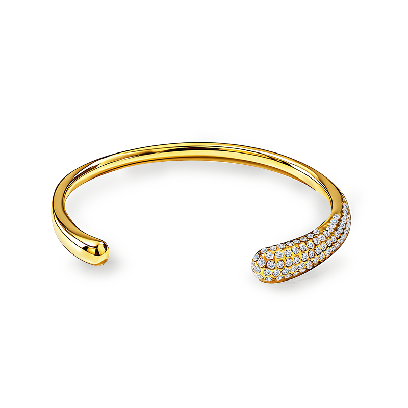 BRACCIALE RIGIDO APERTO GOCCIA CON PAVÉ DI ZIRCONI