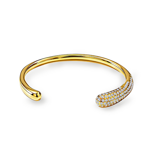 BRACCIALE RIGIDO APERTO GOCCIA CON PAVÉ DI ZIRCONI